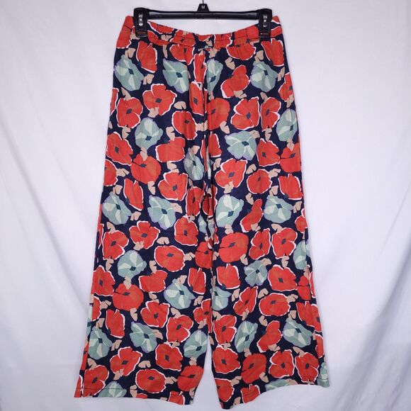 Seasalt Cornwall Linen Pants Size 6 Floral Peaceful Haven Culottes Wide Leg - Picture 2 of 13